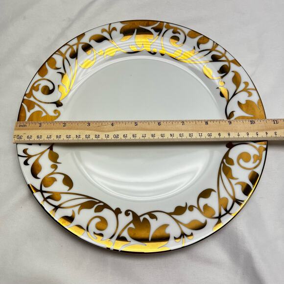Ciroa Luxe Fine Porcelain Metallic Accent Fiori Pattern Dinner Plate Replacement - Picture 3 of 5